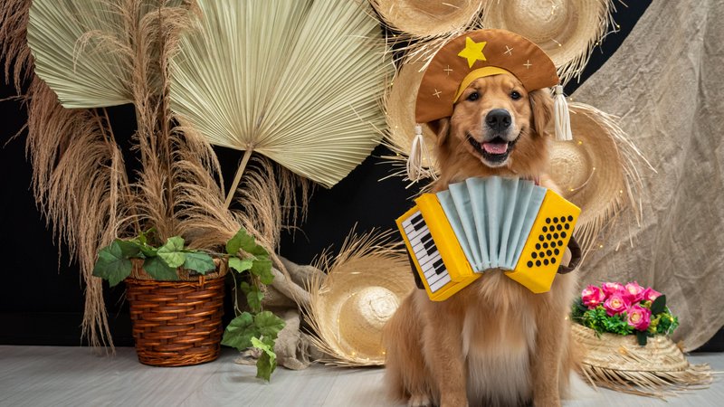 cute dogs with instruments
