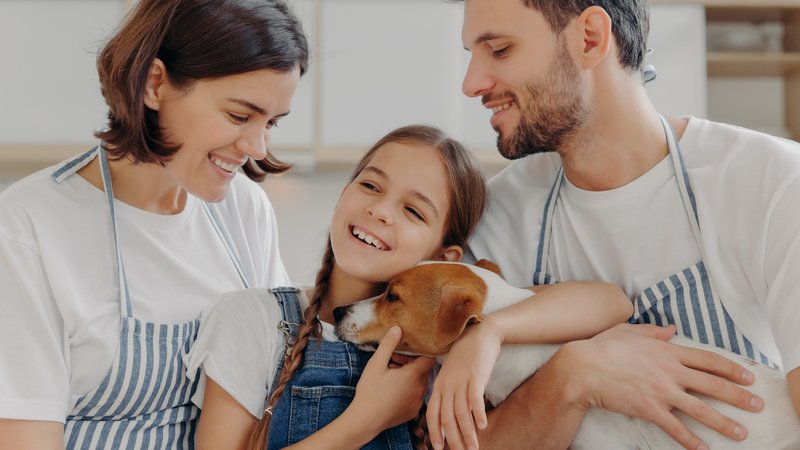 dog adoption happy family