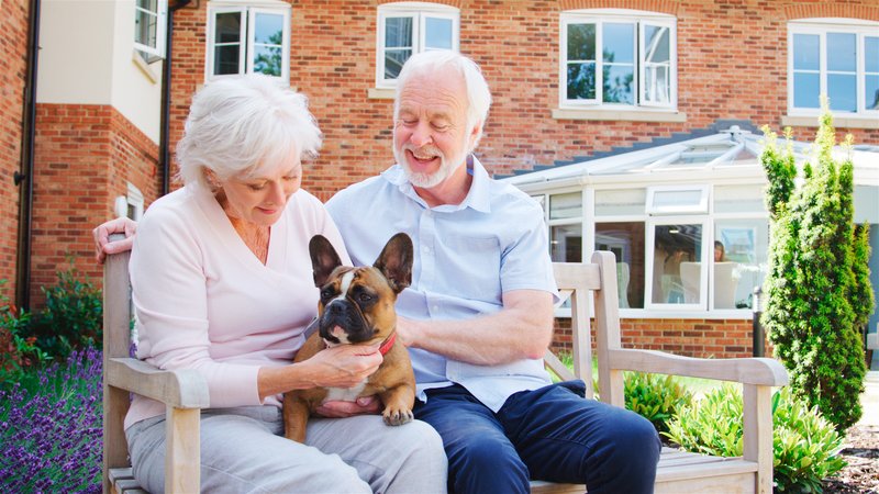 elderly residents with dog