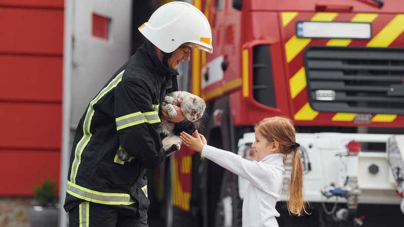 child rescuing dog