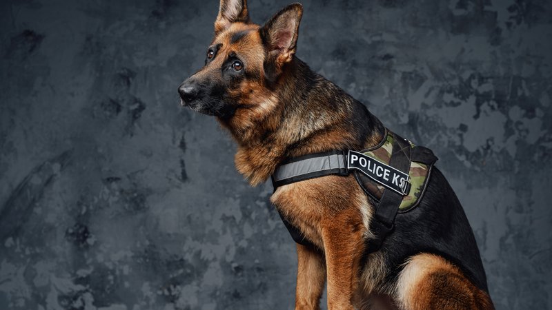 police dog wearing bulletproof vest