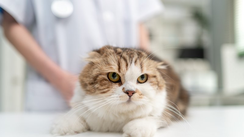 senior cat at veterinary clinic